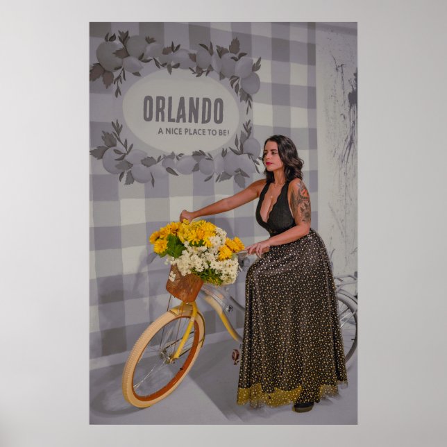 Affiche Nom de ville personnalisable Art Vélo - Style Vint (Devant)