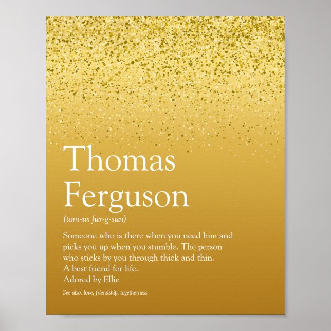 Affiche Nom Définition Gold Parties scintillant Glitzy Mod (Devant)