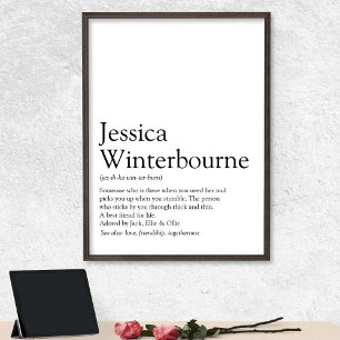 Affiche Nom Définition Typographie noir et blanc