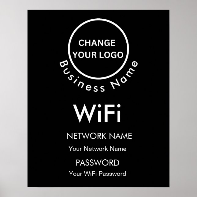 Affiche Nom d'entreprise personnalisé Détails et logo Wifi (Devant)