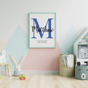 Affiche Nom du bébé personnalisable Signification de la ch