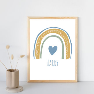 Affiche Nom du bébé personnalisé Rainbow Nursery Wall