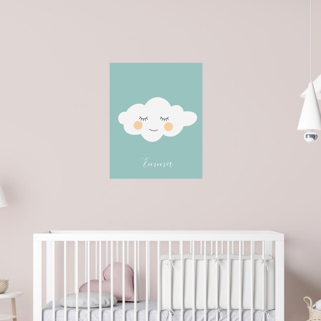 Affiche Nom du bébé Sleepy Kawaii Cloud Pastel (Pépinière 2)