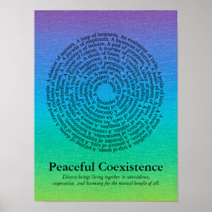 Affiche Nom du groupe d'animaux/Poster sur la coexistence 