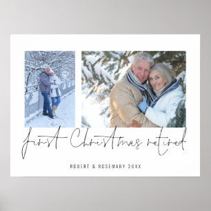 Affiche Nom élégant de 2 photos de Noël 1ère retraite