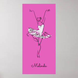 Affiche Nom et couleur personnalisés Ballerina