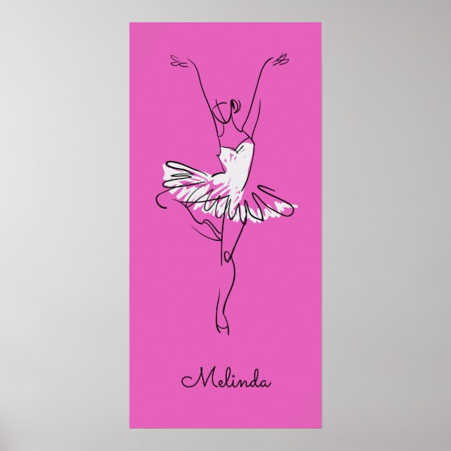 Affiche Nom et couleur personnalisés Ballerina (Devant)
