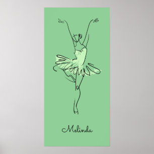 Affiche Nom et couleur personnalisés Ballerina