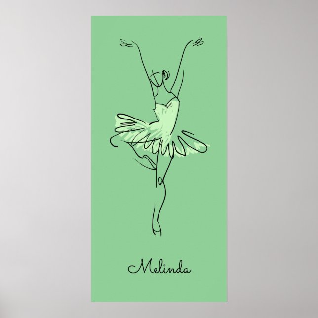 Affiche Nom et couleur personnalisés Ballerina (Devant)