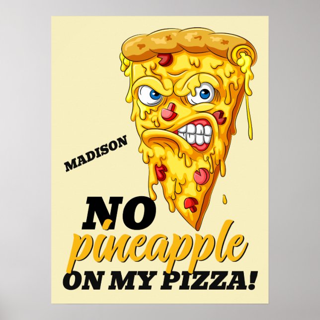 Affiche Nom et ingrédient personnalisés Pizza en colère (Devant)