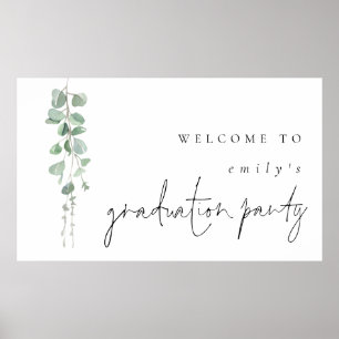 Affiche Nom Eucalyptus moderne Bienvenue à Graduation Part