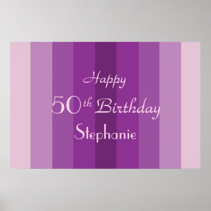 Affiche Nom personnalisé, 50 ans, Anniversaire, Rayure vio
