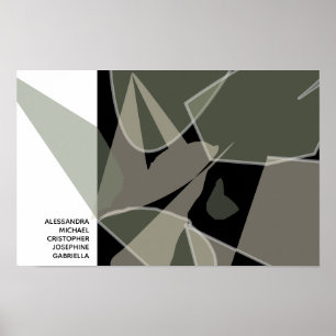 Affiche Nom personnalisé Abstrait Neutre Noir Blanc Vert T