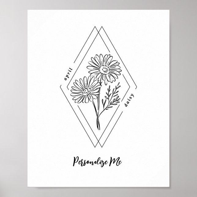 Affiche Nom personnalisé April Daisy Flower (Devant)