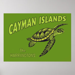 Affiche Nom personnalisé Cayman Islands Sea Turtle