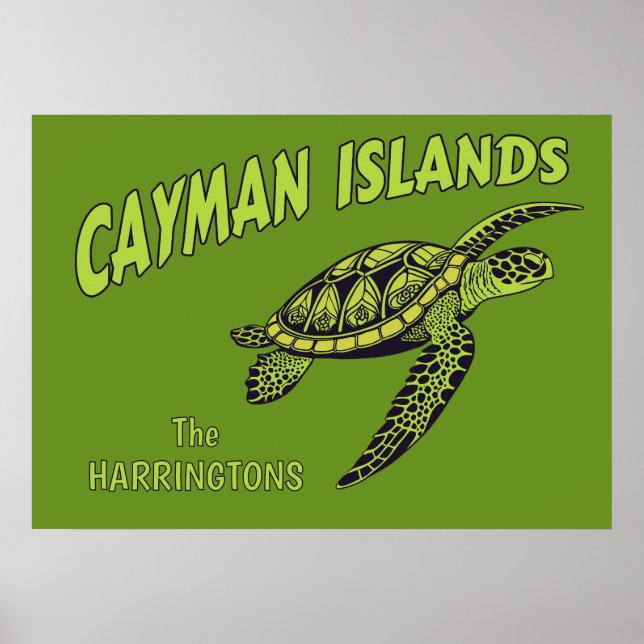 Affiche Nom personnalisé Cayman Islands Sea Turtle (Devant)