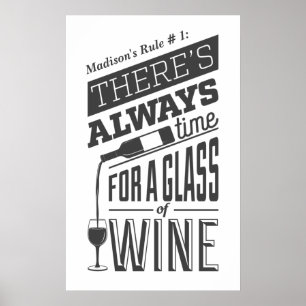 Affiche Nom personnalisé Citation de vin