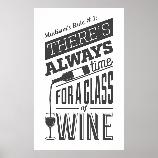Affiche Nom personnalisé Citation de vin (Devant)