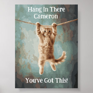 Affiche Nom personnalisé Citation motivante drôle Chat Cou