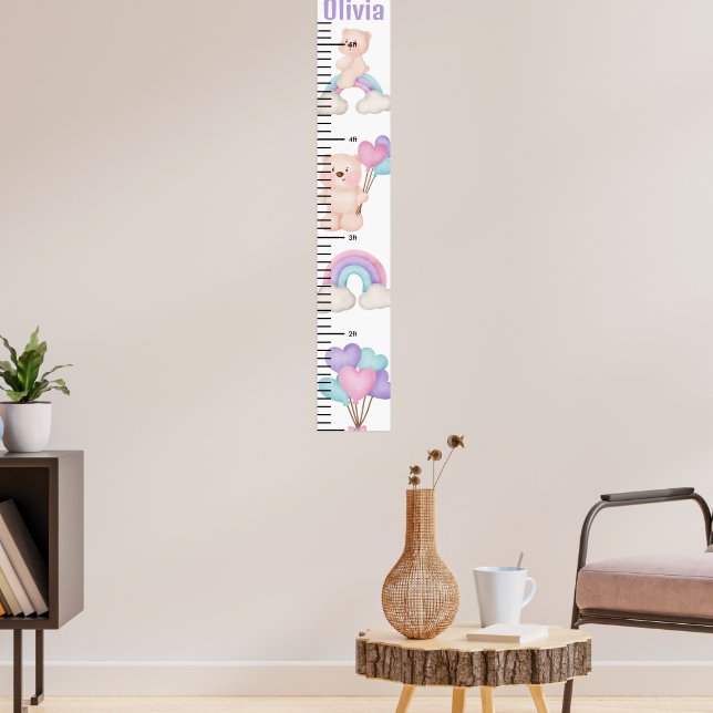 Affiche Nom personnalisé Cute bear Baby Growth Chart (Salon 3)