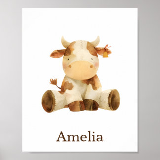 Affiche Nom personnalisé Cute Nursery Décor ferme animal v