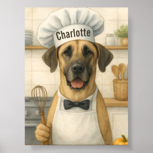 Affiche Nom personnalisé drôle Grand Danois Chien Chef