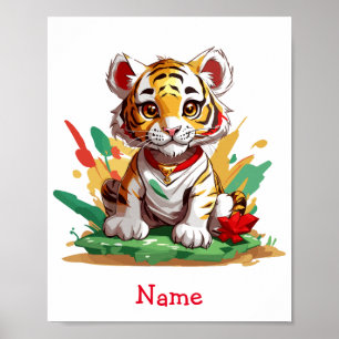 Affiche Nom personnalisé du tigre de bébé mou