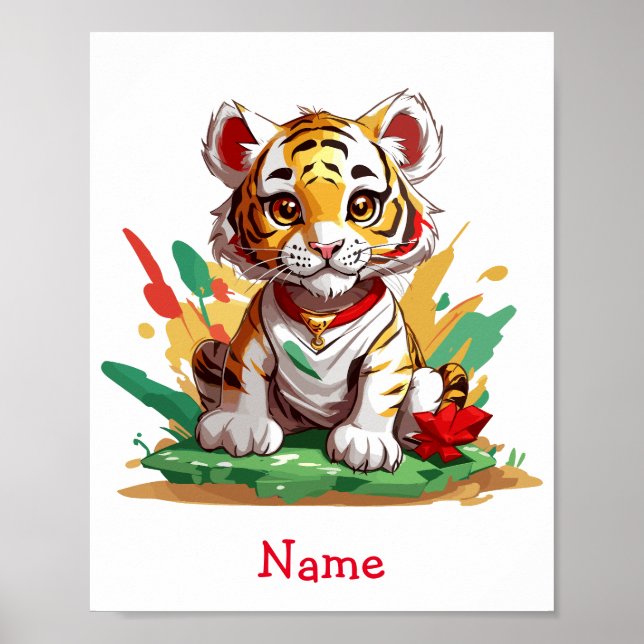 Affiche Nom personnalisé du tigre de bébé mou (Devant)