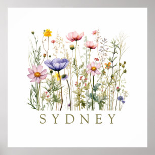Affiche Nom personnalisé fleur sauvage