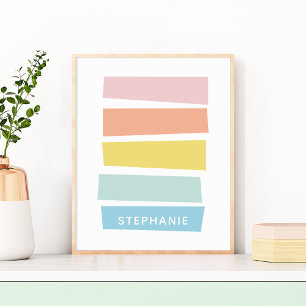 Affiche Nom personnalisé Formes Pastel Modernes simples