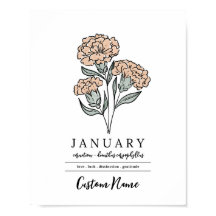 Nom personnalisé Janvier Fleur Jardin de naissance