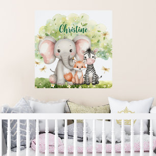 Affiche Nom personnalisé Jungle Animaux libellules