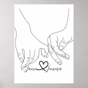 Affiche Nom personnalisé Ligne de main de maintien