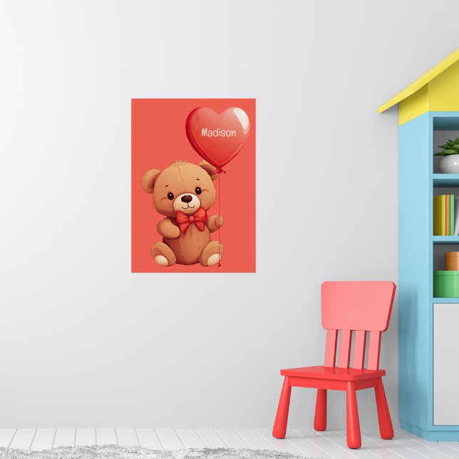 Affiche Nom personnalisé Love Teddy (Pépinière 1)