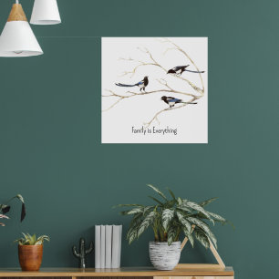 Affiche Nom personnalisé Magpie Bird Famille Tout est