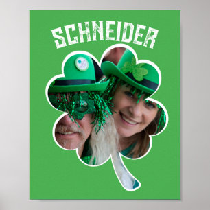 Affiche Nom personnalisé Photo de trèfle irlandais St Patr