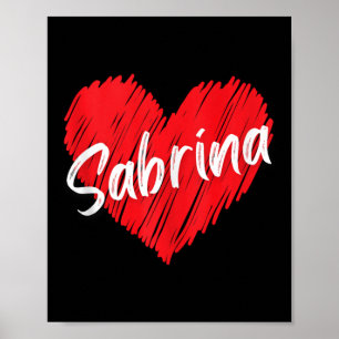 Affiche Nom personnalisé Sabrina I Love Sabrina Heart Vin