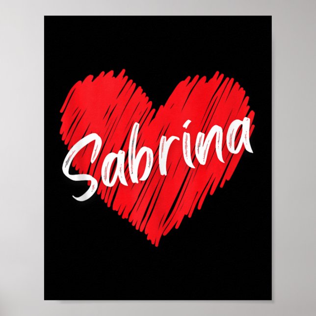 Affiche Nom personnalisé Sabrina I Love Sabrina Heart Vin (Devant)