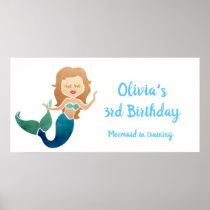 Affiche Nom personnalisé & Sirène mûre d'anniversaire en f