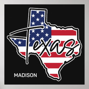 Affiche Nom personnalisé Texas