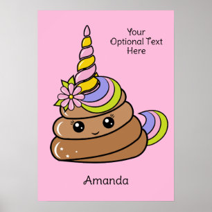 Affiche Nom personnalisé & Texte Caca de Licorne