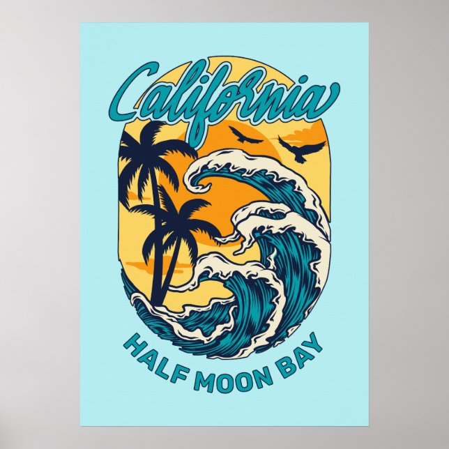 Affiche Nom personnalisé / Texte Californie Surf (Devant)