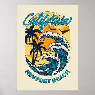 Affiche Nom personnalisé / Texte Californie Surf