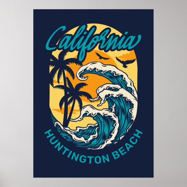 Affiche Nom personnalisé / Texte Californie Surf (Devant)