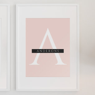 Affiche Nom personnel minimaliste Pastel Pink