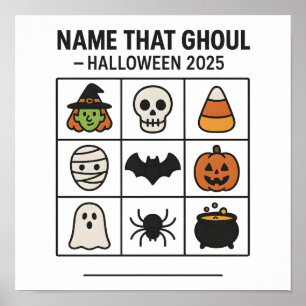 Affiche Nom Que Ghoul Halloween 2025 Jeu Fiche Bingo
