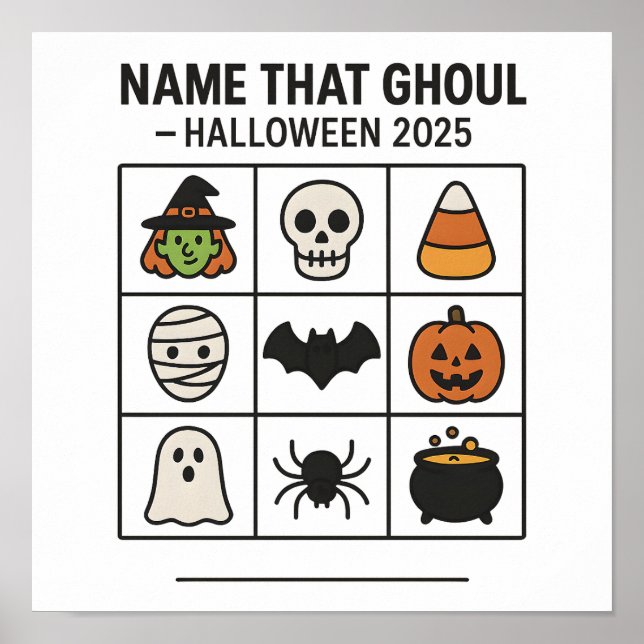 Affiche Nom Que Ghoul Halloween 2025 Jeu Fiche Bingo (Devant)