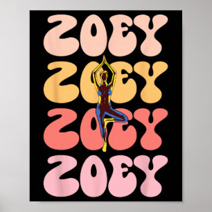 Affiche Nom Rétro Zoey Yoga Loisir