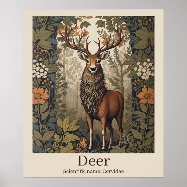 Affiche Nom scientifique du cerf Faune (Devant)