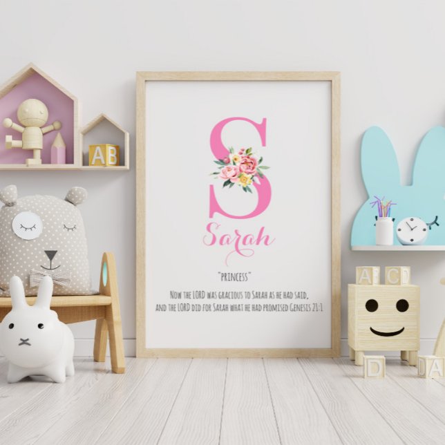 Affiche Nom Signification Monogramme Aquarelle Flower (Créateur téléchargé)